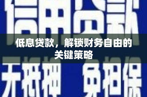 沙市低息贷款，解锁财务自由的关键策略