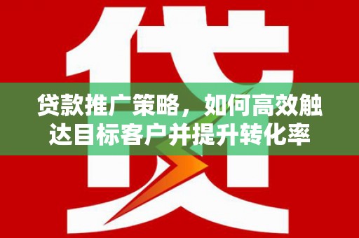 沙市贷款推广策略，如何高效触达目标客户并提升转化率