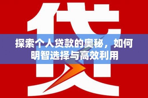 沙市探索个人贷款的奥秘，如何明智选择与高效利用