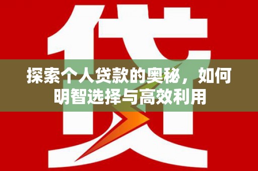 沙市探索个人贷款的奥秘，如何明智选择与高效利用