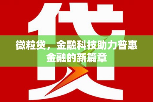 沙市微粒贷，金融科技助力普惠金融的新篇章