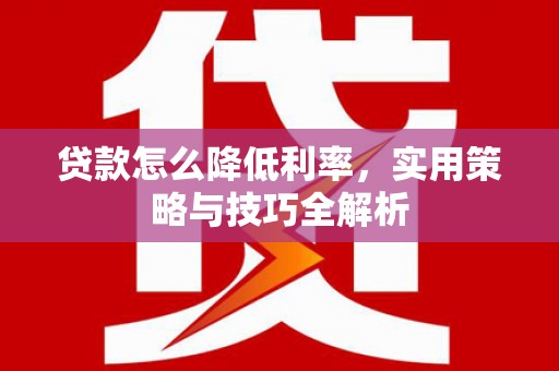 沙市贷款怎么降低利率，实用策略与技巧全解析