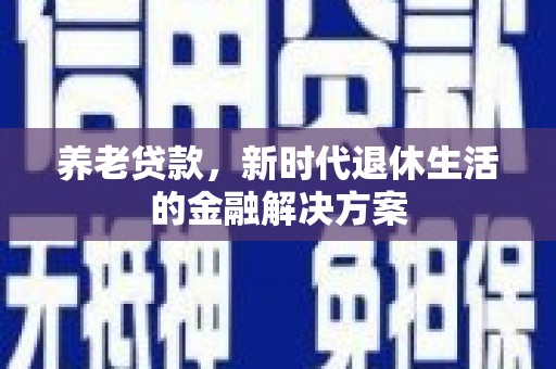 沙市养老贷款，新时代退休生活的金融解决方案
